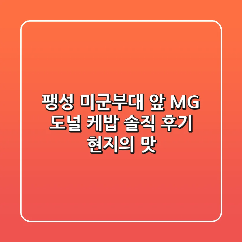팽성 미군부대 앞 MG 도널 케밥 솔직 후기: 현지의 맛!