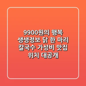9,900원의 행복! 생생정보 닭 한 마리 칼국수, 가성비 맛집 위치 대공개