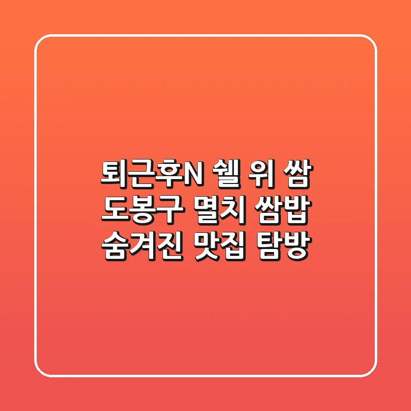 퇴근후N 쉘 위 쌈? 도봉구 멸치 쌈밥, 숨겨진 맛집 탐방!