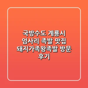 국방수도 계룡시 엄사리 족발 맛집: 돼지가족왕족발 방문 후기