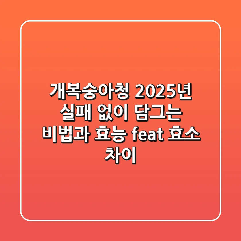 개복숭아청, 2025년 실패 없이 담그는 비법과 효능 (feat. 효소 차이)