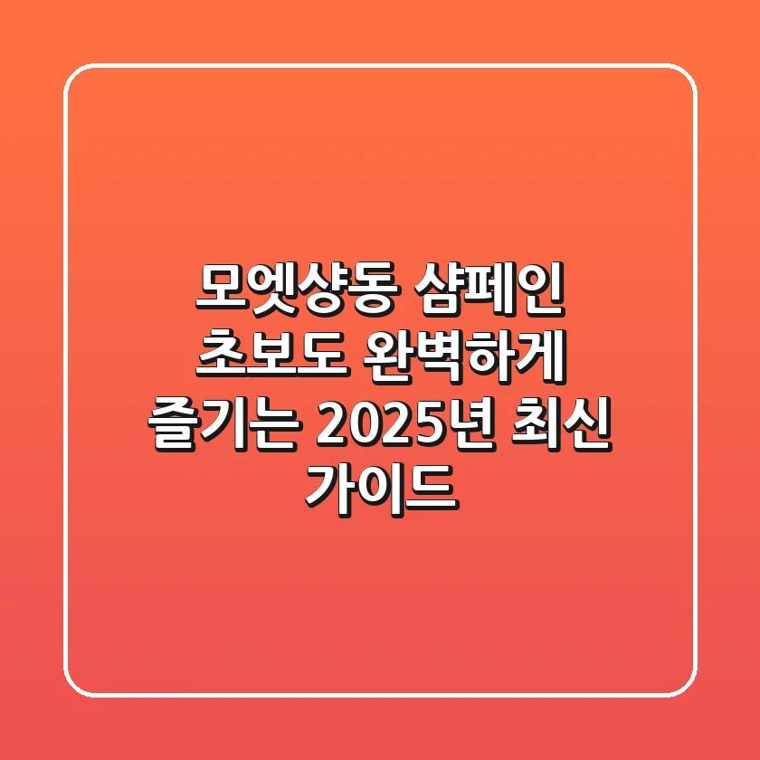 모엣샹동, 샴페인 초보도 완벽하게 즐기는 2025년 최신 가이드