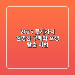 2025 꽃게가격, 현명한 구매와 호갱 탈출 비법