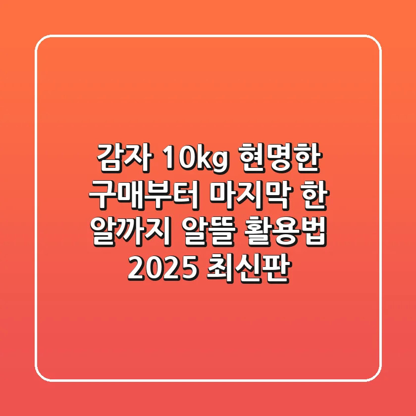 감자 10kg, 현명한 구매부터 마지막 한 알까지 알뜰 활용법 (2025 최신판)