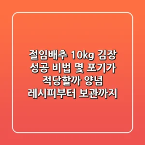 절임배추 10kg 김장, 성공 비법! 몇 포기가 적당할까? 양념 레시피부터 보관까지