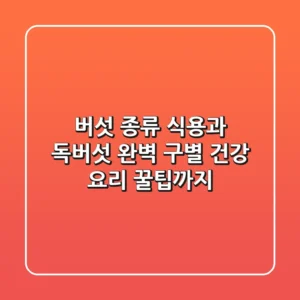 버섯 종류, 식용과 독버섯 완벽 구별! 건강 요리 꿀팁까지