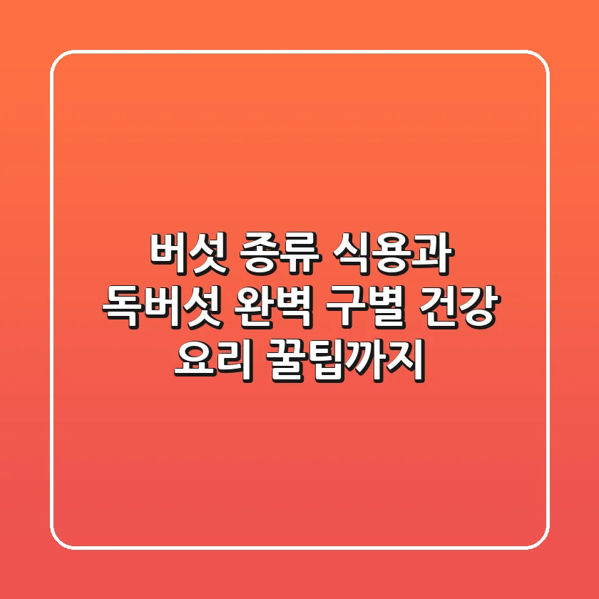 버섯 종류, 식용과 독버섯 완벽 구별! 건강 요리 꿀팁까지