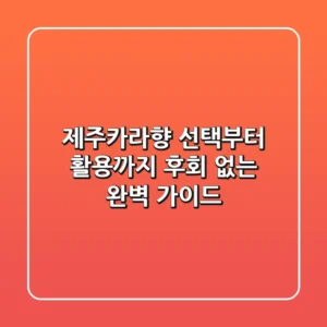 제주카라향 선택부터 활용까지, 후회 없는 완벽 가이드
