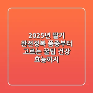 🍓 2025년, 딸기 완전정복: 품종부터 고르는 꿀팁, 건강 효능까지! 🍓