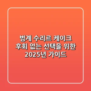 범계 수리르 케이크: 후회 없는 선택을 위한 2025년 가이드