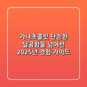가나초콜릿, 단순한 달콤함을 넘어선 2025년 경험 가이드