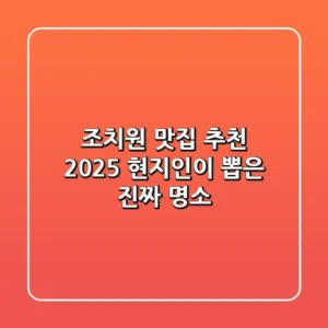 조치원 맛집 추천 2025: 현지인이 뽑은 진짜 명소!