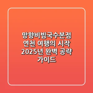 망향비빔국수본점: 연천 여행의 시작, 2025년 완벽 공략 가이드!