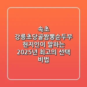 속초 강릉초당골짬뽕순두부, 현지인이 말하는 2025년 최고의 선택 비법