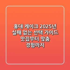 홍대 케이크, 2025년 실패 없는 선택 가이드: 맛집부터 맞춤 경험까지